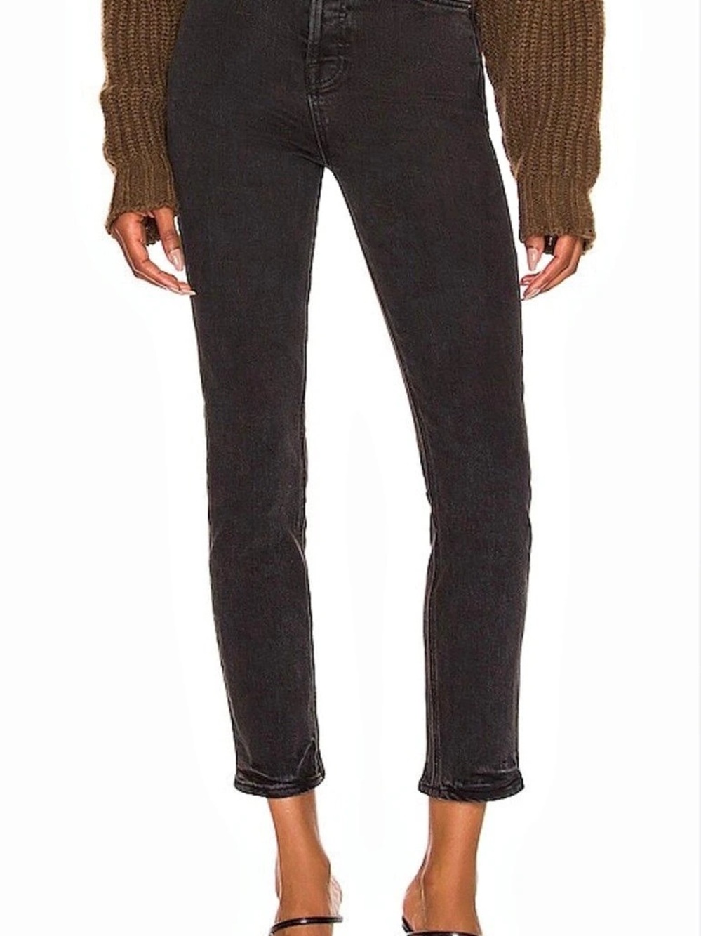 GRLFRND the Piper super high rise stretch slim Crop Jeans Black
